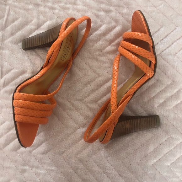 Coach Shoes - Coach Orange Croc Leather Heels
